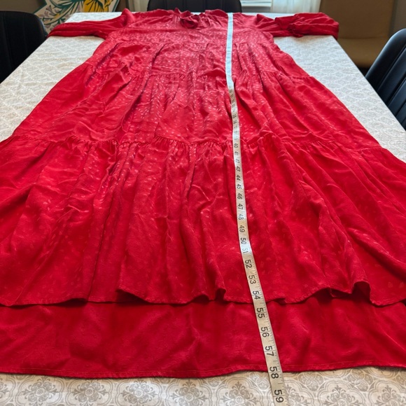 Maeve By Anthropologie Wendy tiered long sleeves boho maxi dress red Size XL - Picture 14 of 15